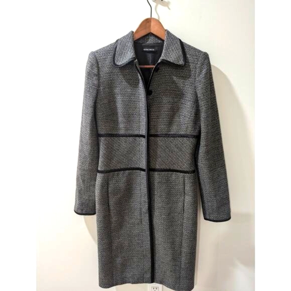 Hilton Hollis Gray Metallic Satin Trim Coat Jacket - Picture 1 of 5